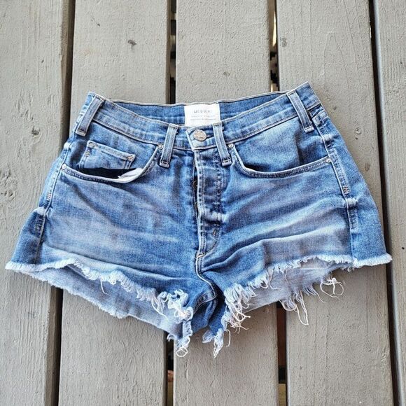 McGuire Denim Pants - Mcguire Cutoff Shorts Distressed Button Fly Denim Medium Wash Blue Size‎ 25
